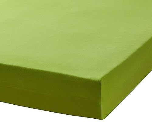 TRAUMSCHLAF Premium Interlock Jersey Spannbettlaken – Weiches Jersey Spannbetttuch aus 100% Baumwolle – elastisch & formstabil – passend bis 30 cm Matratzenhöhe – 90x200-100x200 cm, apfelgrün