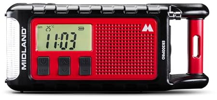 Midland ER300 Pro C1663 - Radio de Emergencia Am/FM y batería Externa USB-C para 2 Smartphones, batería Recargable de Li-Ion, 10.000 mAh, Bluetooth Integrado