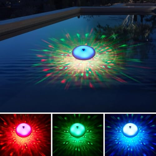 Schwimmende Poolleuchten,Wiederaufladbare Pool Licht Schwimmend mit 8 Farbmodi,IP68 Wasserdichte RGB LED Poolbeleuchtung für Schwimmbäder,Hüttenwanne,Teich,Spa,Garten und Party,Pool Deko (1, RGB)