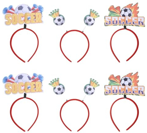 Gogogmee Lot de 6 serre-têtes ballon de foot : bandeau ballon de foot 2026 - Accessoires de coiffure sportifs amusants - Bandeau pour égayer vos cheveux