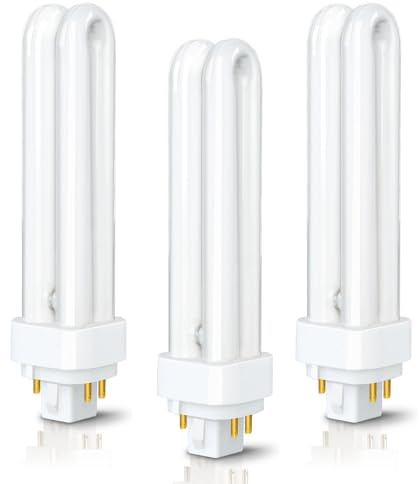 3 Pack G24q-2 4 Pin Compact Fluorescent Bulb 18W PLC G24q-2 2700K 1250LM | Warm White 2U Double Turn Tube Energy Saving Light Bulbs 4 Pin Light Bulbs for Corridor Bathroom Bedroom Kitchen