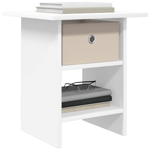 vidaXL Nachttisch mit Schubladen Weiß 41 x 40 x 45 cm Holzwerkstoff, Wohnzimmer Tisch, modernes rechteckiges Design, robuster Nachttisch, platzsparend mit viel Stauraum