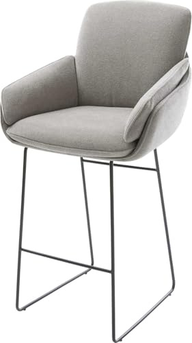 DELIFE Barstuhl Luan-Flex Kufengestell Metall Schwarz Strukturstoff Soft Grau