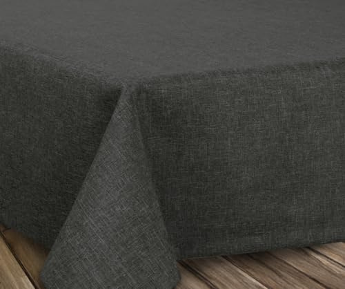 BEAUTEX Tischdecke Leinenoptik eckig 110x180 Dunkelgrau abwaschbar | fleckenabweisend, bügelfrei, pflegeleicht, Lotuseffekt, viele Größen & Farben, für Küche, Esszimmer, Balkon & Garten