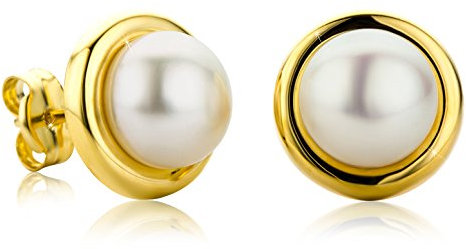 Orovi Damen Ohrringe Perlen Set Ohrstecker 9 Karat Gold Gelbgold (375) Schmuck