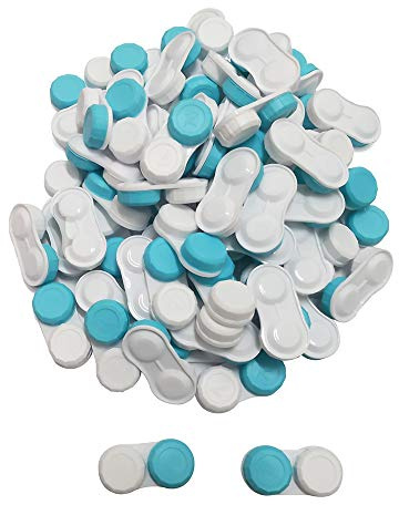 Dhoptical 100pcs contact lens case Contact Lens Holder Box Left/Right Eyes Contact Lens Container (100 Pcs Blue)