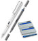Lamy, Safari, Füllfederhalter, feine Feder, weiß, Weiß + Löscher F + 10 Patronen Blau, Füllfederhalter Safari