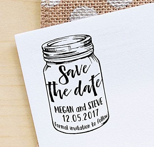 Printtoo Personalized Save The Date Mason Jar Rubber Stamp Custom Self Inking Wedding Invitation Stamp
