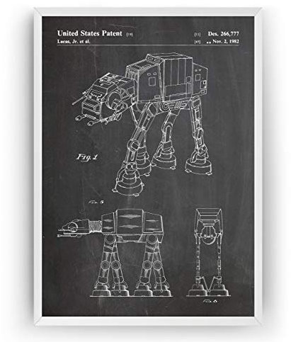 Star Wars AT-AT Walker 1982 Patent Poster - Fan Gift Art Print Vintage Blueprint Retro Wall Decor - Frame Not Included