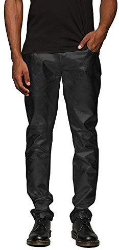 COOFANDY Herren-Jeans, metallisch, glänzend, für Party, Tanz, Disco, Nachtclub, gerades Bein, Reifen Schwarz, Groß