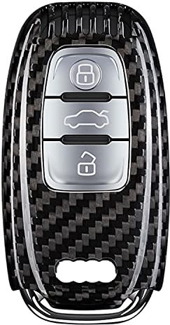 M.JVisun Véritable Fibre de Carbone Coques de Clé pour Audi A4 A4L A5 A6 A6L A7 A8 Q5 Q8 R8 RS4 RS5 RS6 RS7 S4 S5 S6 S7 S8 SQ5 Porte-clé Coque Clé de Voiture - Noir