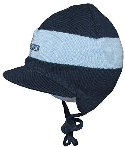 Döll Baby Jungen Wintermütze Strickmütze Mütze Bindemütze Schirmmütze (41, Blau)
