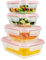 Home Fleek Rectangular Airtight Glass Food Containers with Lids - Stackable Food Storage Containers, Space Saving, Airtight, Microwave, Oven and Freezer Safe Meal Prep (Set of 4, Red)