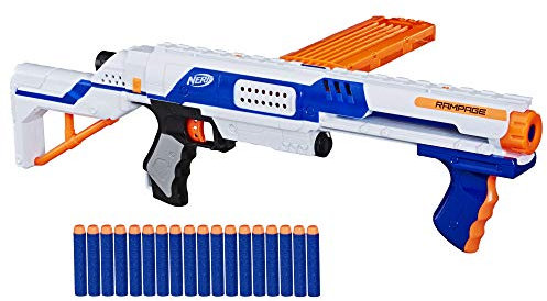Hasbro NERF - N-Strike Elite Rampage - Pump-Action-Blaster mit Schulterstütze & Magazin, Weiß, (E4854EU40)