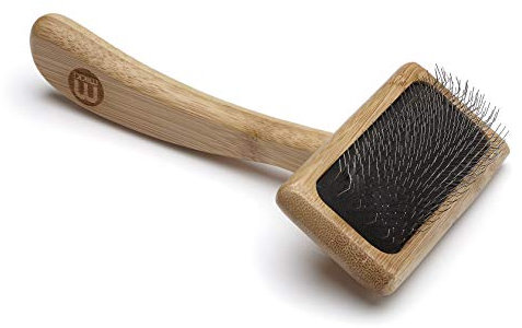 Mikki 6280031 Weiche Bambus-Zupfbürste mit Kugelköpfen für mittellanges/langes/lockiges Fell, Für Hunde und Katzen, Hergestellt aus nachhaltigem Bambus, Klein, S, 56 g