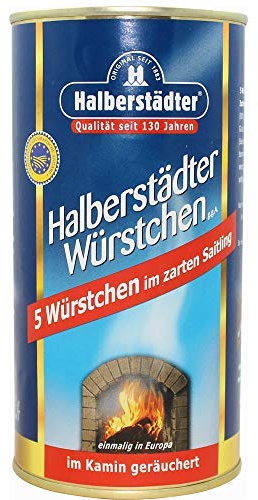 6x Halberstädter 5 Würstchen in der Dose - im zarten Natur-Saitling – Im Kamin geräuchert – Qualität seit 1883