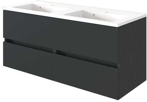Waschbeckenunterschrank Brama, 120 cm, 4 Schubladen, Graphit/Grau matt