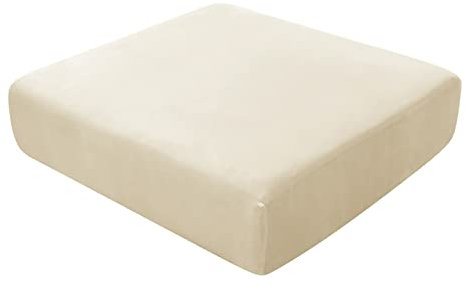 BXFUL Sofa-Sitzkissenbezüge, Sofakissen-Bezüge Stretch-Samt, Couchkissen-Bezüge Ersatz für individuelle Kissen mit elastischem Stoff (1-Sitzer,Beige)