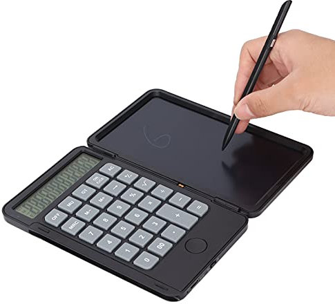 Wissenschaftlicher Taschenrechner für Den Schreibtisch, Tragbarer Faltbarer Taschenrechner mit 6,5-Zoll-LCD-Schreibtafel, Wiederaufladbarer Multifunktionaler Handschrift-Notizblock für(Schwarz)