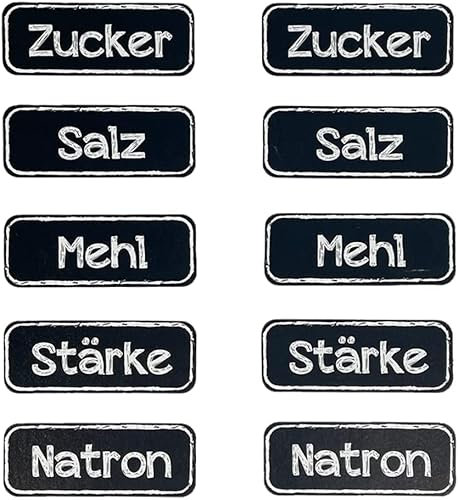Havati Küche Aufkleber für weiße Pulver: Zucker, Salz, Mehl, Stärke und Natron, 10 Stück