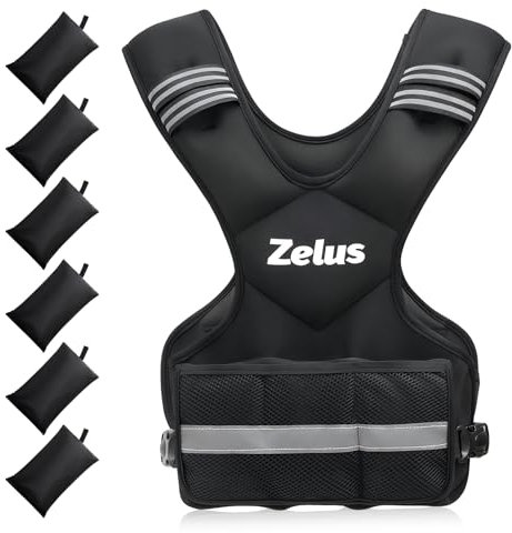 ZELUS Gewichtsweste verstellbare Gewichtsweste mit Gewichten Gewichtswesten mit 6 Eisensand-Gewichten für Cardio- und Krafttraining (9–14,5 kg)