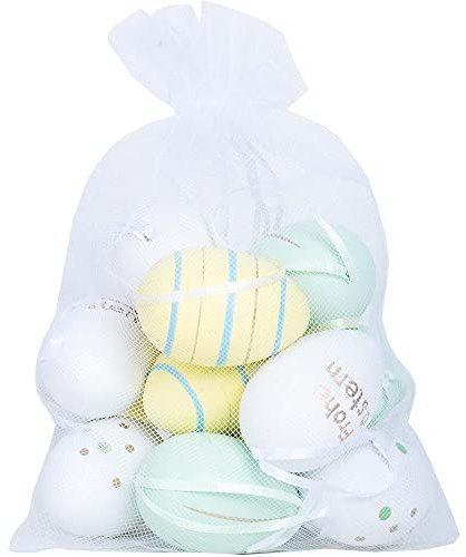 Goldschmidt Ostereier zum Aufhängen | Deko Kunststoff Plastik Eier 6cm | Osterdeko für Ostern (12 Ostereier grün weiß)