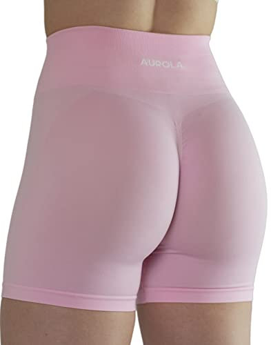 AUROLA Short d'entraînement Intensify pour Femme - sans Couture - Short de Gym, Yoga, Course à Pied, Sport, Exercice Actif, Fitness, Rose Bonbon, Taille S