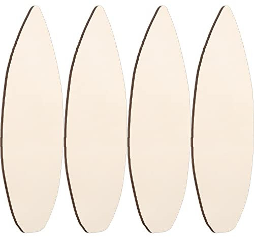 4 Stück Sperrholz-Surfbrett-Ausschnitte DIY Surfbretter zum Dekorieren unlackierter Surfbrett-Wanddekoration, Holzhandwerk-Plakette Schild für Kunstkreation, Heim-Hängedekoration, 34x14 cm