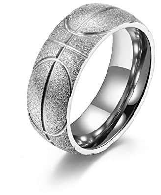 Ring Männer Edelstahl, Men's Rings 70 (22.3) Silbee Ring Geformtes Basketball Peeling Schmuck Ringe