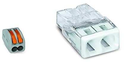 WAGO® Klemme, 2-Leiter, 4 mm², Verbindungsklemme mit Hebel, 222-412 (50 Stück) & Klemme, 2-Leiter, Verbindungsdosenklemme, 2273-202 (100 Stück)