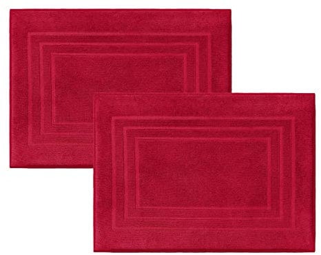 Class Home Collection 2er Pack Frottee Badvorleger | Doppelpack Duschvorleger 50x70 cm | Bordeaux