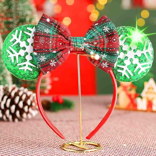 Jerany Weihnachtsschleife Stirnbänder Xmas Haarschmuck Festival Party Pailletten Haarreifen für Frauen und Mädchen (9)