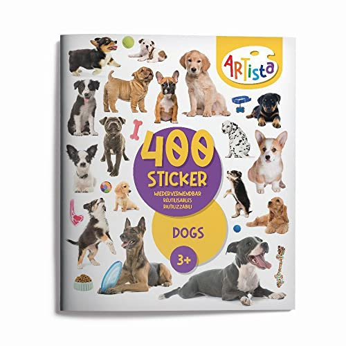 Artista 9315129 Stickerbuch Hunde, 400 naturgetreue Sticker, wiederverwendbar, für Erwachsene und Kinder ab 3 Jahren