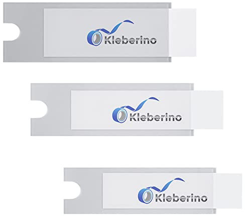 KLEBERINO Beschriftungsfenster selbstklebend | inclusive weißen blanko Einsteckschilder | Sichthüllen zum Kleben | schmale Seite offen (24, 19mm x 75mm)