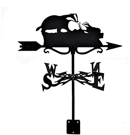 CAZARU Wetterfahne Schwein Dachs Schwarzer Drache Dachmontage Edelstahl Wetterfahne Windrichtungsanzeiger Wetterhahn Messwerkzeuge für Garten Terrasse Yard Dekoration
