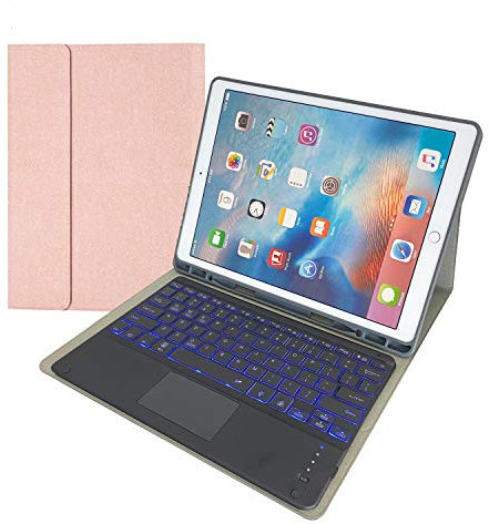 GUPENAA Keyboard Case for iPad Pro 12.9-inch 2017/2015 (Old Model, 2nd & 1st Generation),[7 Color Backlit] [Built-In Pencil Holder] Magnetically Wireless Bluetooth Keyboard with Touchpad,Pink
