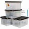 Novaliv 4x Aufbewahrungsboxen mit Deckel 15L Anthrazit Nestbar stapelbare Storage boxes mit Clipverschluss Kunststoffbox BPA-frei 41 x 29 x 20 cm