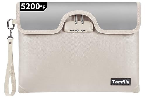 Feuerfeste Reißverschluss-Tasche mit Schloss, wasserdicht, feuerfest, A4-Reißverschlusstaschen, Briefform, für Büro, Organizer, Aufbewahrung, Familien, Legacy-Planung, Papier-Unordnungslösung (25,4 x