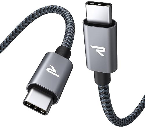 RAMPOW USB C auf USB C Kabel, 100W USB C Kabel, iPhone 15 ladekabel Schnellladekabel USB C für MacBook Pro/Air, iPhone15/15 Pro, Samsung Galaxy S23 /S22/S21, iPad Pro, Xiaomi, Sony - Grau/1M