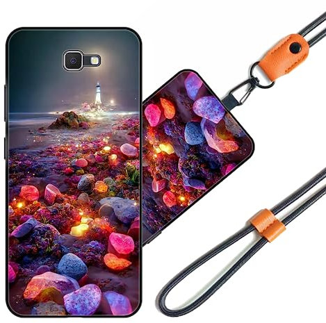 JEZSTHAI Handyhülle Kompatibel mit Samsung Galaxy J7 Prime Hülle Silikon Dünn mit Muster Design,Weiche Flexibel Stoßfeste Schutzhülle mit Handykette & Handykordel zum Umhängen,Nr.A09