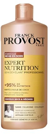 FRANCK PROVOST Expert Nutrition - Soin Démêlant Professionnel - Formule Riche En Soin - Karité & Huile De Coco - Sans Silicone & Sans Colorant - Cheveux Secs & Rêches - Format Généreux 450 ml