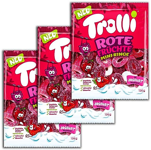 3 er Pack Trolli Rote Früchte Mini-Ringe 3x 150g