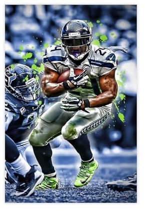 Poster für Sportler Marshawn Lynch Oakland Raiders (8) Leinwand Poster Wandkunst Dekor Druck Bild Gemälde für Wohnzimmer Schlafzimmer Dekoration ungerahmt 30 x 45 cm
