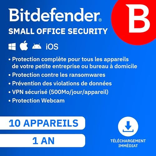 Bitdefender Small Office Security 2026 | 10 appareils | 1 An | PC/Mac/Smartphone | Code d'activation par email