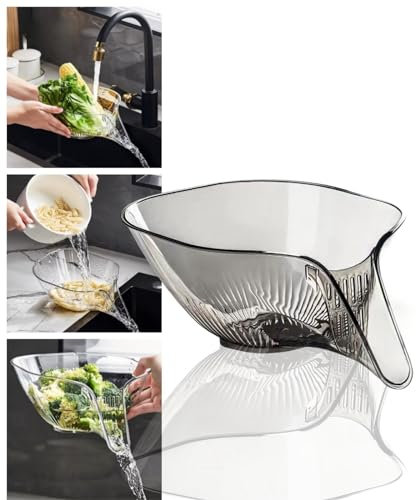 MOTEERLLU Multifunktionaler Abflusskorb mit Auslauf, Küchenspüle Sieb Drainagekorb Trichter für Lebensmittel, Küchenbedarf & Zubehör Gadgets zum Waschen von Gemüse & Obst (Grau)