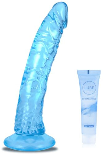 Gode Réaliste Godemichet Bleu Pénis Silicone Gelée,Godemiché Plug Anal avec Ventouse Forte,Masturbateur de point G Portable Sex toys jouet sexuel pour Femmes Hommes (bleu/M)
