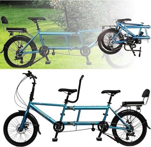 MAYFABD Tandemfahrrad Tandem Faltrad Faltbares Tandem Adult Beach Cruiser Fahrrad Einstellbar 7 Geschwindigkeiten Maximale Belastung 300 kg Familienreisen und Paarfahrten,Schwarz