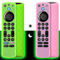 Pinowu Silicone Custodia remota (2 pezzi) Compatibile con Firestick 4K Max/Insignia/Pioneer Alexa Voice Remote Enhanced con cordino (Verde + Rosa Entrambi si illuminano)