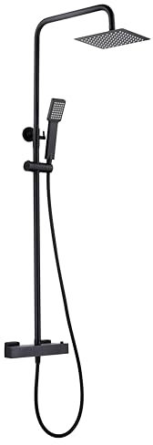 MICE - Conjunto barra de ducha termostatico grifería de baño - Columna de ducha para agua caliente y frio Negro Mate BTAR025/NG