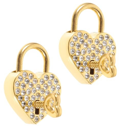 HEALEEP 2pièces Cadenas Décoratif Forme De Cœur Avec Clés De Cadenas Métal Avec Strass Pour Verrouiller Vos Objets Précieux Pour Bagages Journaux Et Souvenirs